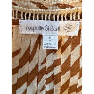 Poupette St Barth Camelia Mini Dress Women‎ Ivory Tan Zebra Ruffle V Neck Boho thumbnail 9