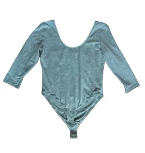 Heather Grey Basic Tee 3/4 Sleeve Bodysuit thumbnail 2