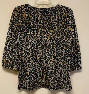 NWOT Jules & Leopold tan with green & black leopard spots the neck top thumbnail 1