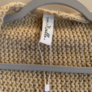 Simply Noelle Tan Knit Poncho with Buckle Accents Winter Top Pullover OS thumbnail 3