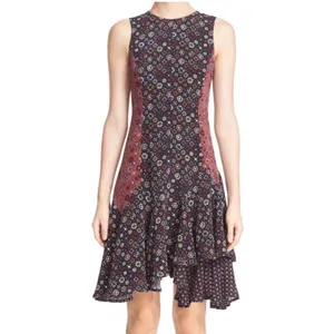 Derek Lam 10 Womens Silk Dress Sz 8 Medallion Print Asymmetric Hem Career Boho thumbnail 5