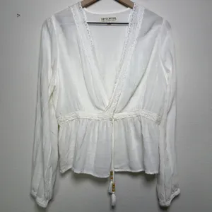 Idyllwind‎ Women Babydoll Top Medium Top Ivory Lace Trim Crochet Boho Gauze thumbnail 5