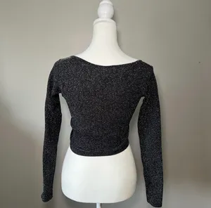 ZARA Crop Top Sweater LIMITLESS CONTOUR COLLECTION BLACK SILVER Size XS thumbnail 4