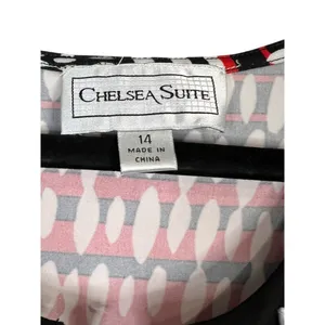 Chelsea Suite Red Black White Geometric Striped Sleeveless Midi Dress - Size 14 thumbnail 3
