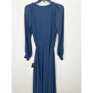 Lulus My Whole Heart Dark Navy Blue Long Sleeve Wrap Dress Chiffon Medium NWT thumbnail 12