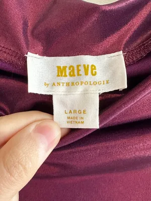 Maeve by Anthropologie Mock-Neck Ruched Shine Tank, Plum/Prune, Size Large thumbnail 7