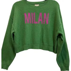 Anthropologie Cashmere Alani Cropped Crew Neck Sweater Pilcro Green Milan L thumbnail 3