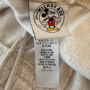 DISNEY Mickey Mouse Shorts Womens Large‎ Cream Graphic Lounge Drawstring Travel thumbnail 10