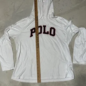 Polo Ralph Lauren Women's White Pullover Hoodie Big POLO Patch SZ L Lightweight thumbnail 7