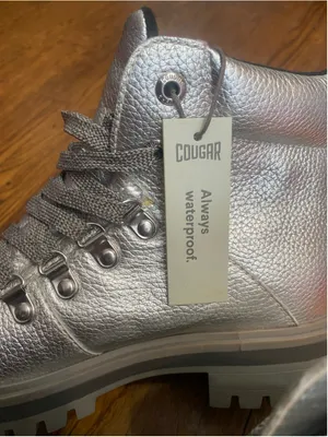 Cougar Nash Silver Combat Boots Metallic Waterproof Leather Hiking Lug Sole 6 thumbnail 8