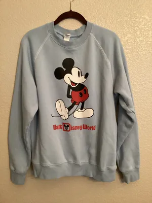 MWOT Walt Disney World Parks Classic Light Blue Mickey Mouse Sweatshirt M thumbnail 1