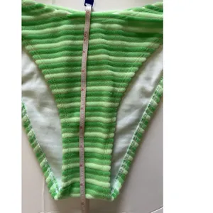 No Boundaries Women Bikini Set Green White Wavy Stripe S 4-6 Ruched Y2K Swimwear thumbnail 7