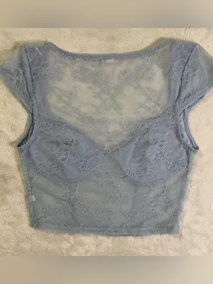 Garage Baby Blue Sheer Lace Crop Top size S thumbnail 4