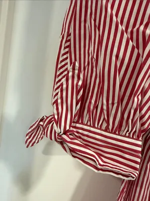 Ann Taylor Red and White Striped Button-Up Tunic thumbnail 5