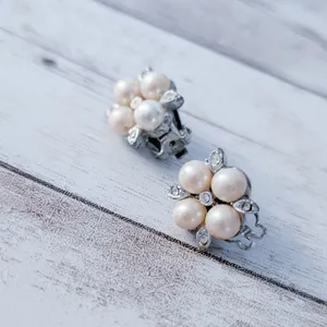 Vintage Clip On Earrings Faux Pearl Quad - Condition Issues thumbnail 3