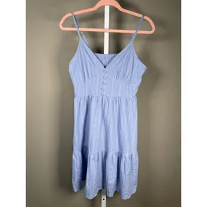 SHEIN Blue Babydoll Mini Dress Cami Tiered Coquette‎ Cottagecore Size L thumbnail 2