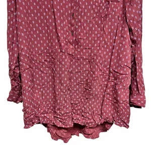 Free People Boho High Low Boyfriend Shirt Rust‎ Women's Size Large thumbnail 5
