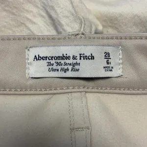 Abercrombie & Fitch faux leather top High Rise Cream 90s ultra highrise Jean 27 thumbnail 4