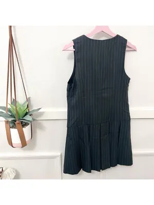 NWT Sincerely Jules Grey Pinstripe Vest Dress Pleasted Skirt M Business Casual thumbnail 6