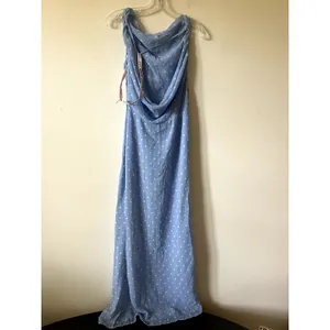 Oh Polly Nivara One-Shoulder Maxi Dress in Blue Polka Dot Size 2 thumbnail 8