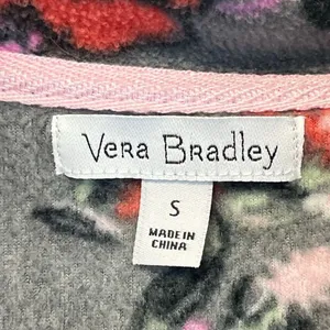 VERA BRADLEY Jacket Women's Small Gray Pink Floral Sporty Fleece‎ Pullover Cozy thumbnail 7