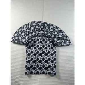 Club Monaco Rowlen Floral Off-Shoulder Top Womens Size XS Navy Blue White Knit thumbnail 9