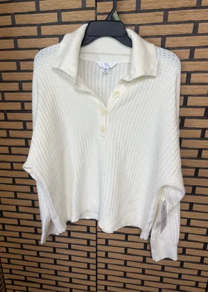 Time‎ And Tru Cream Ribbed Polo Sweater Size Xl thumbnail 1