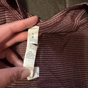 Lululemon Athletica Maroon and Gray Striped Top thumbnail 2