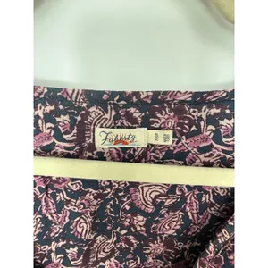 Faherty Isabella Tiered Midi Maxi Dress XL Dark Paisley Floral Long Sleeve Boho thumbnail 7