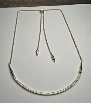 Kendra Scott Scottie CZ Cubic Zirconia Curved Choker Necklace Gold Tone thumbnail 1