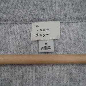 A New Day Womens Grey Windowpane Plaid Button Front Cardigan Sweater Size M thumbnail 2