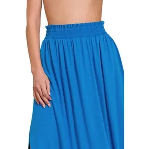 Zenana Smocked Waist‎ Side Slit Maxi Skirt With Pockets thumbnail 2