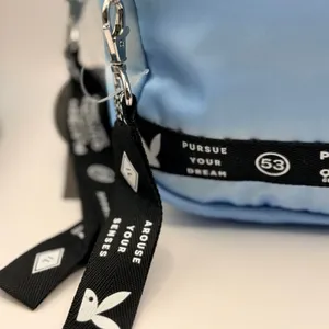 Playboy Supply Co Spencers Exclusive Mini Backpack Light Blue Satin Nylon Bag thumbnail 4