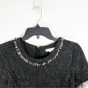 REBECCA TAYLOR Tweed Fringe Trim Short Sleeves Hidden Back Zipper Lined Dress 2 thumbnail 7