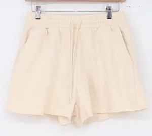 Forever 21 Shorts Womens M Sweat Shorts Cream Raw Hem Drawstring Good thumbnail 1