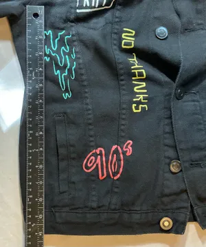 Rue21 Black Graffiti Expand Your Horizons Denim Jacket Medium thumbnail 7
