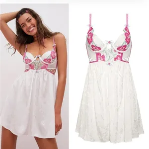 For Love And Lemons White Chemise with Pink Lace thumbnail 2