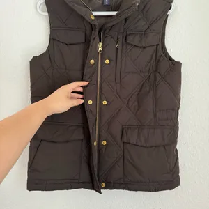 Land’s End Espresso Brown Quilted Puffer Vest Jacket Zip Up Women’s Size XS 2 4 thumbnail 2