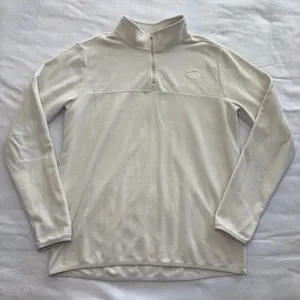 The North Face Womens 100 Glacier 1/4 Zip Fleece Pullover Cream White Large thumbnail 1