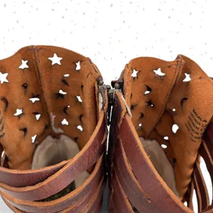 Freebird by Steven Makala Cognac Stars Moons Tall Leather Heeled Sandal Size 10 thumbnail 13