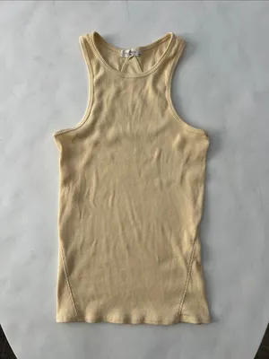 Rag & Bone Essential Rib Knit Tank Top Organic Pima Cotton Butter Yellow M $95 thumbnail 5