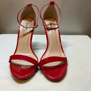 QUPID - Red Faux Patent Leather Ankle Strap Strappy Heels - Size 8 thumbnail 5