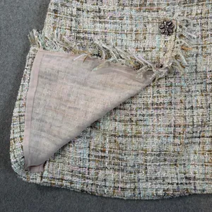 Zara Basic Women's Small Tweed Mini Skirt Fringe Wrap Hem Embellished Buttons thumbnail 5