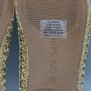 On 34th Kassiani Ballet Flats Lace Up Crochet 6.5 Gold Metallic Knit Ghillie thumbnail 5