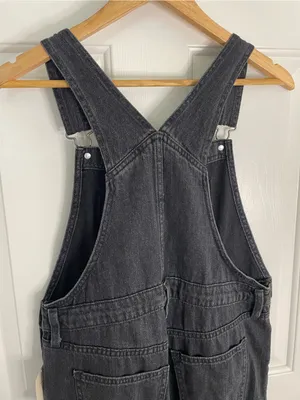 Universal Thread Black Denim Wide-Leg Overalls Button Sides Size 4 retro grunge thumbnail 9