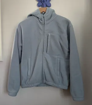 Aritzia 1 RARE Small TNA Polartec Fleece Full‎ Zip Hoodie Sweatshirt Icy Blue thumbnail 1