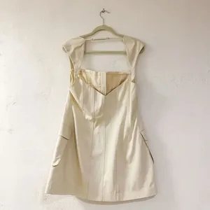 L’academie Ashleigh Stretch Cotton Cargo Mini Dress in Khaki Beige XL thumbnail 3