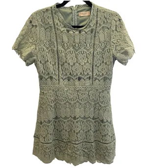 Altar'd State Sage Green Lace‎ Mini Dress Crochet Floral Boho Womens L Romantic thumbnail 1