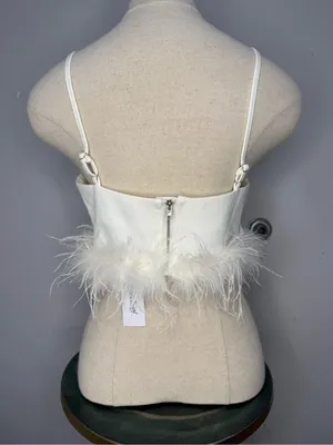 Nasty Gal White Feather-Trim V-Neck Camisole thumbnail 5
