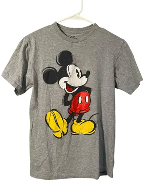 Disney Unisex Size Small T-Shirt Light‎ Gray Mickey Mouse Graphic Short Sleeve thumbnail 1
